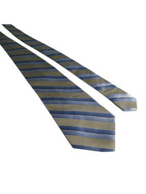 Campia Moda Mens Striped Necktie Woven Texture Navy Gold Pattern Elegant Formal